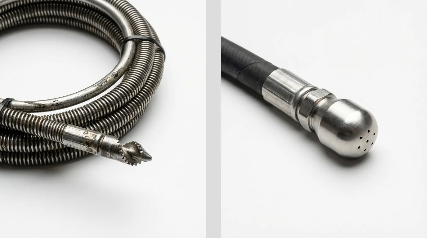 Drain snake cable and hydro jetting nozzle used for drain cleaning in Redondo Beach, CA