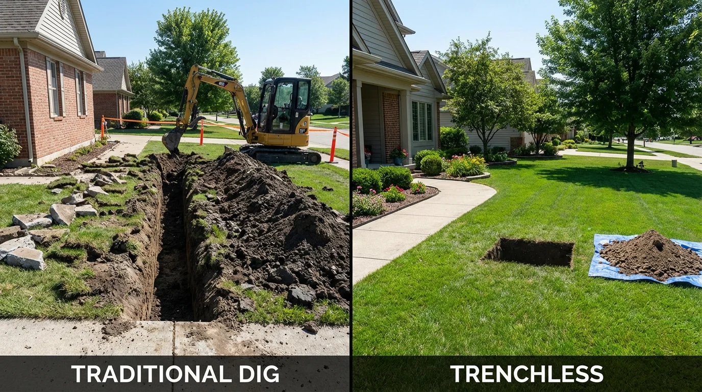Trenchless sewer repair with minimal yard damage versus traditional excavation in Redondo Beach, CA